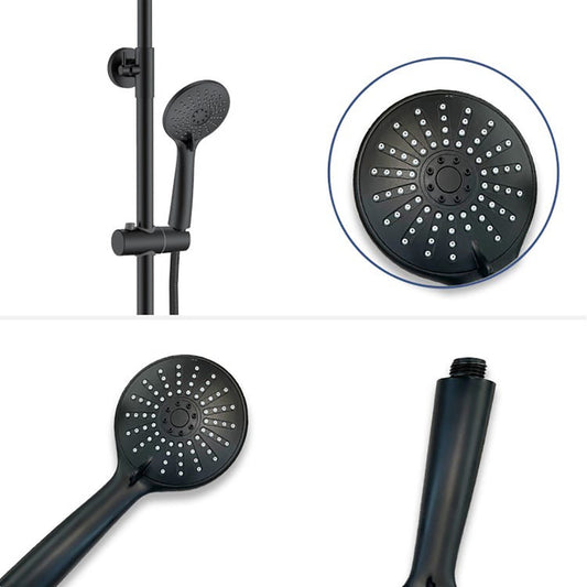 Ensemble de douche thermostatique Colonne de douche carrée noire avec mitigeur thermostatique et douchette ronde