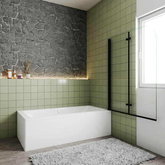 Pare-baignoire pivotant et pliant noir | 90/100/120×140cm | Verre anticalcaire – Océan