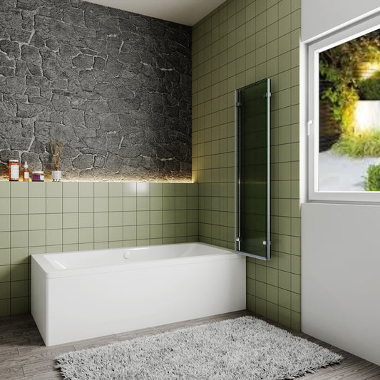 Pare-baignoire pivotant et pliant 130x140cm en verre anticalcaire écran baignoire avec 3 volets Océan