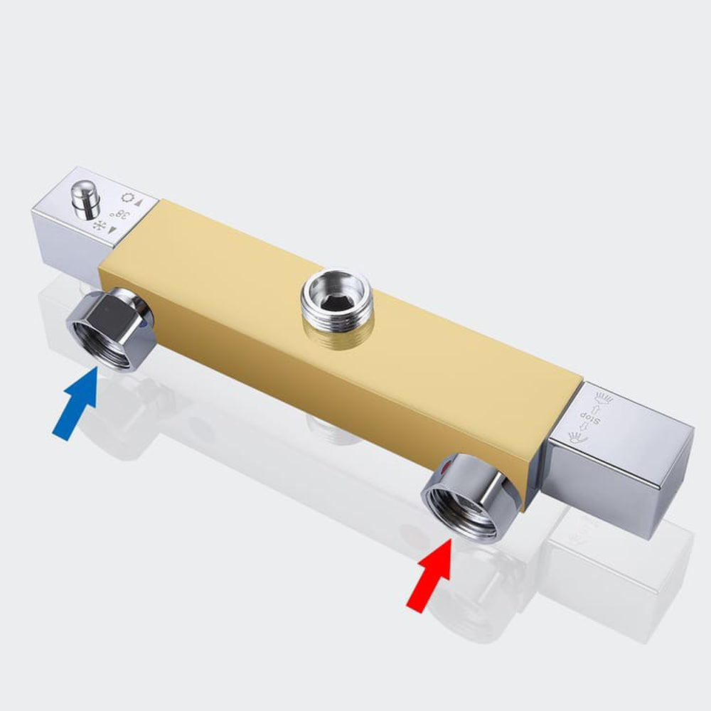 Océan colonne de douche thermostatique carrée 20*20cm, corps en laiton, hauteur réglable, argent-2