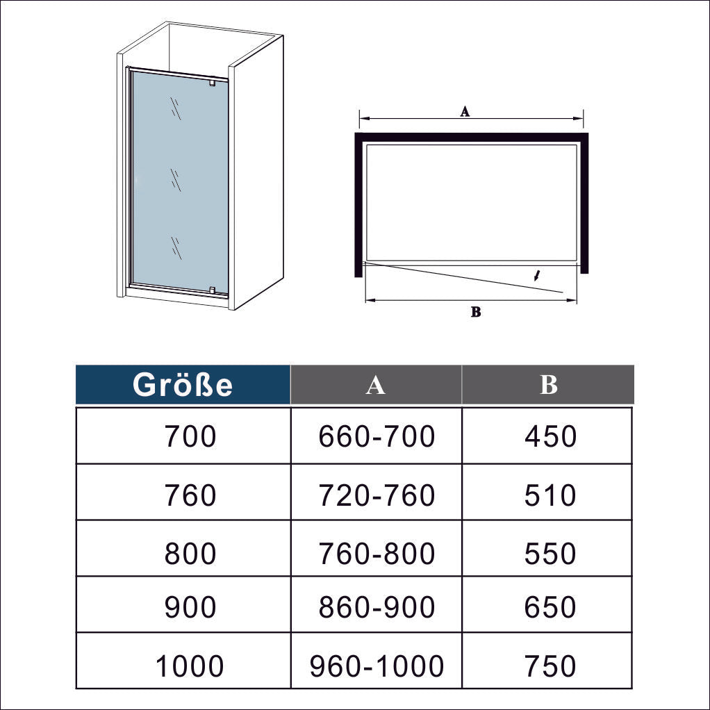 Porte de douche 80-120X200cm en verre securit insinstallation en angle modèle d'Ansa QT9N