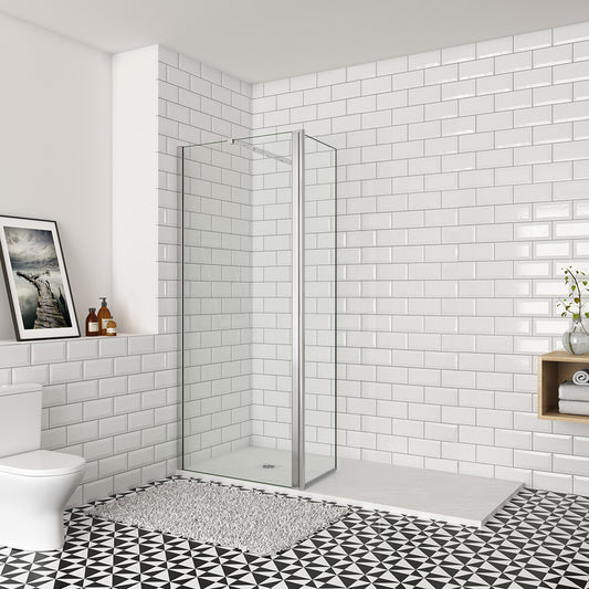 Océan paroi de douche 50-160cm + paroi latérale à l'italienne 50cm avec un retour pivotant et une barre stabilisateur extensible : 73-120cm