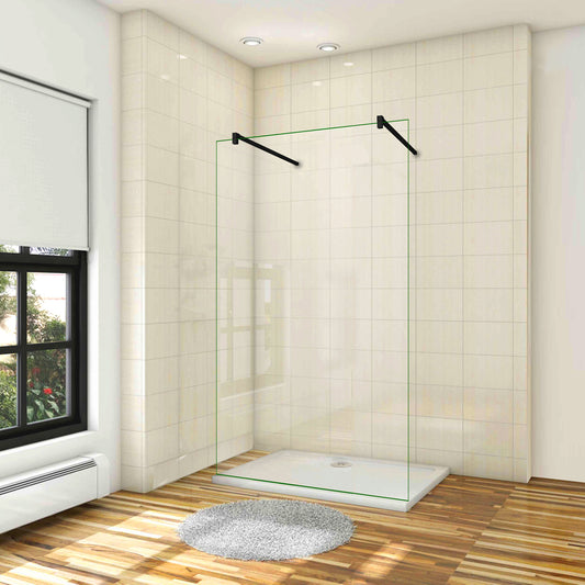 Océan Paroi de douche 78-158 x200cm paroi de douche à l'italienne avec les 2 barres de stabilisations noire