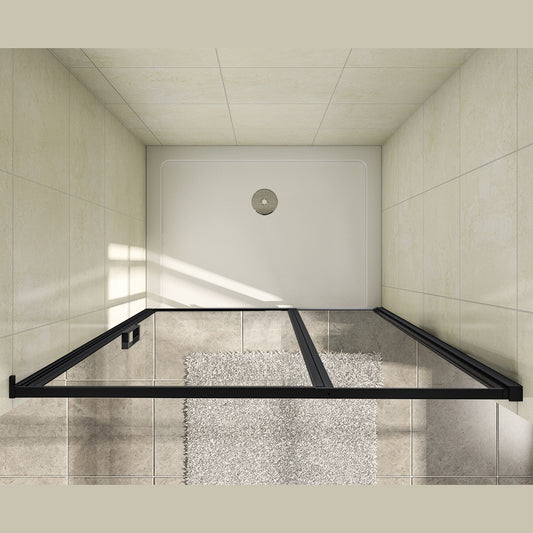 porte de douche 185cm profilé noir mat verre anticalcaire porte de douche pivotante Océan