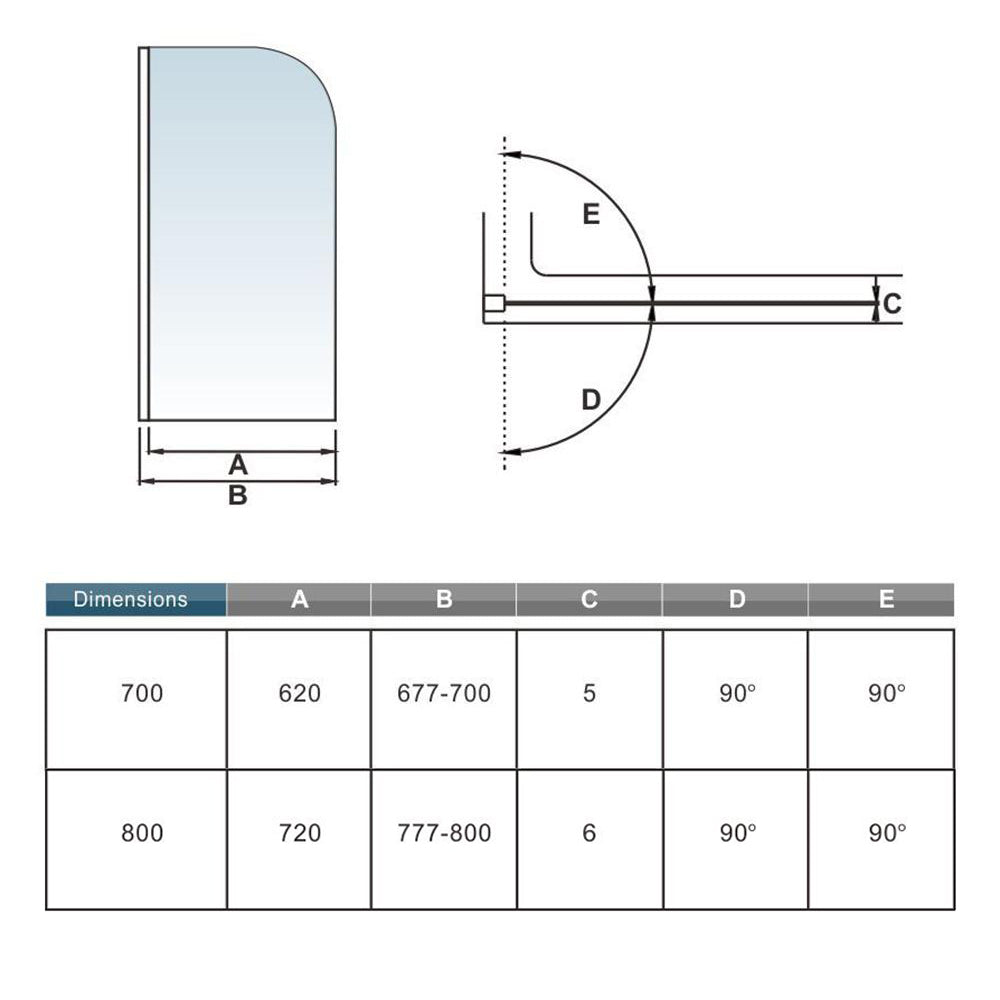Océan pare-baignoire 70/80cm écran baignoire pivotant en verre anti-calcaire
