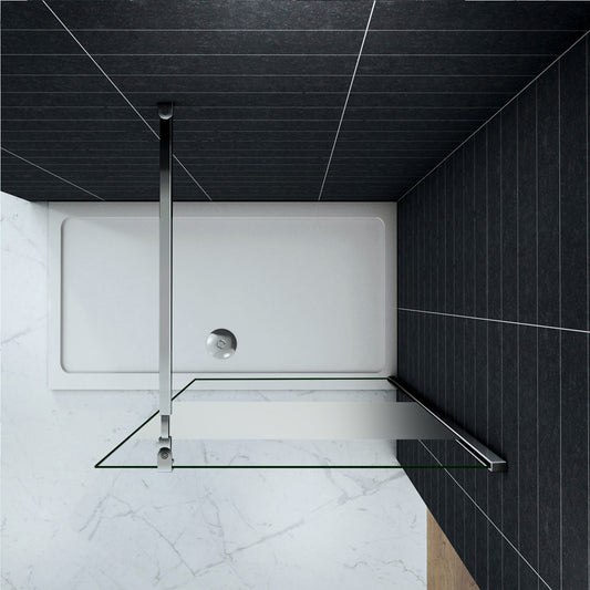 Paroi de douche 90-140x200cm en 8mm verre anticalcaire et sable au milieu livre avec une barre 73-120cm