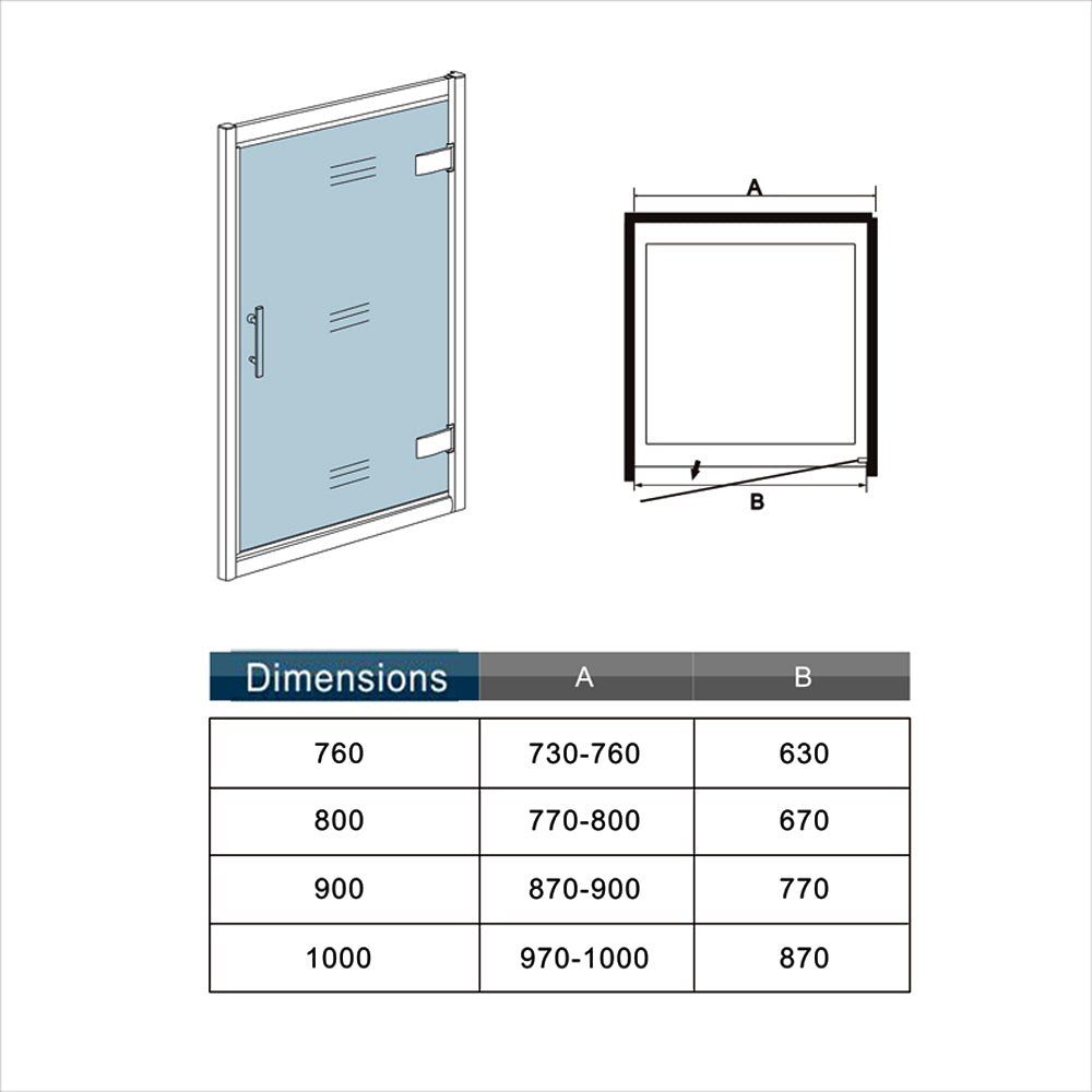 Porte de douche hauteur 185cm en 6mm verre securit insinstallation en niche modèle de LIPER
