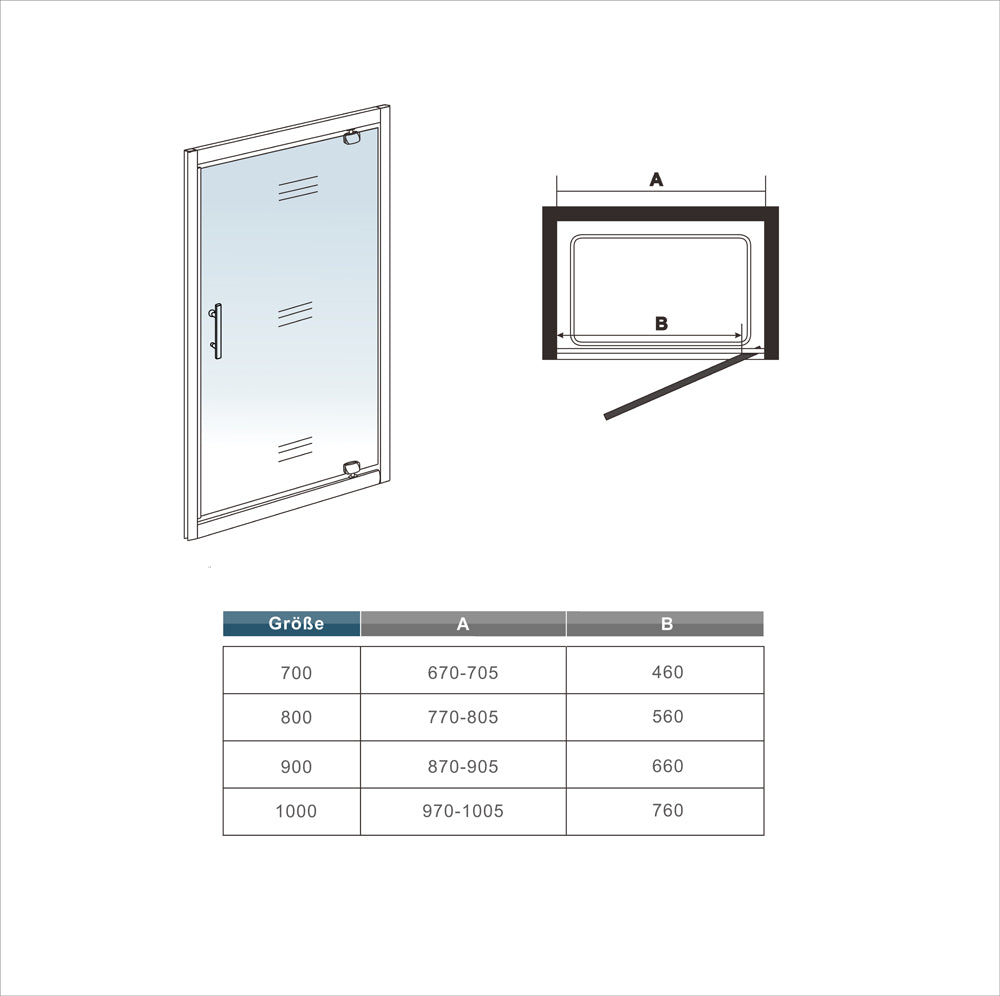 Aica porte de douche battante