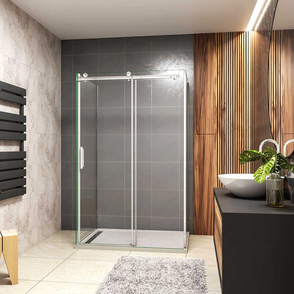 cabine de douche en forme U hauteur:195cm une porte de douche coulissante avec 2 paroi latérales