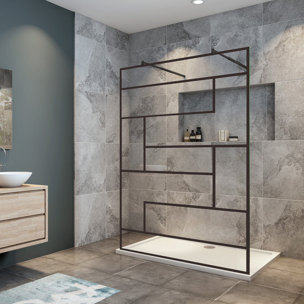 paroi de douche l'accès des deux côtés douche à l'italienne avec 2 barres extensibles