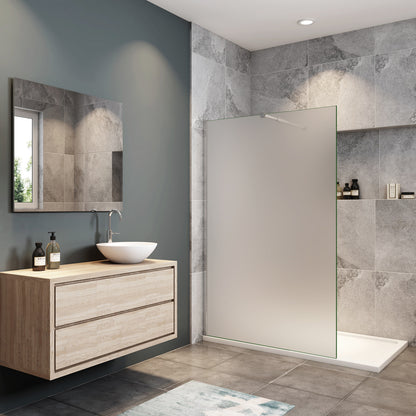 Paroi de douche à l'italienne en verre 8mm de sécurité sablé, Océan paroi de douche 100 - 140 x 200cm avec une barre extensible 73-120cm
