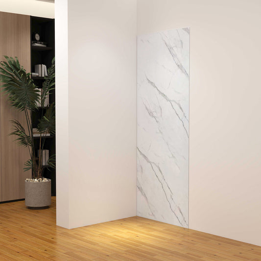 Océan Panneau mural de douche Aluminium-Plastique Étanche | Marbre Blanc | 80/90/100/120cm