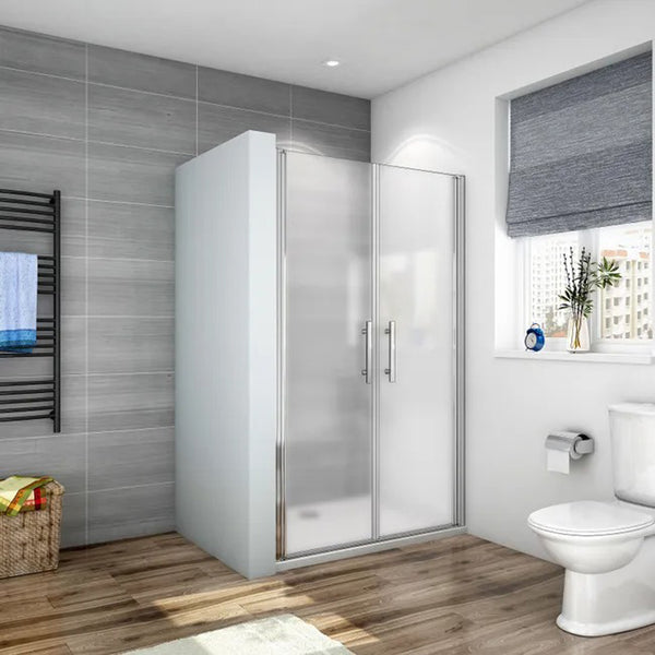 Océan Porte de douche 75-120x185cm verre satiné et anticalcaire porte battante en niche