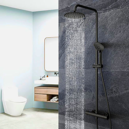 Système de douche à effet pluie noir mat avec pommeau de douche carré haute pression 20,3 cm avec pulvérisateur à main Corps et garniture inclus mélangeur de douche ensemble salle de bain Système de douche à effet pluie noir mat avec pommeau de douche carré haute pression 20,3 cm avec pulvérisateur à main Corps et garniture inclus mélangeur de douche ensemble salle de bain