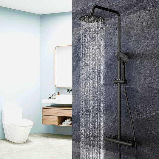 Colonne de douche thermostatique Système de douche Ensemble de douche avec 3 douchettes Douchette à main Ensemble de douche réglable noir mat