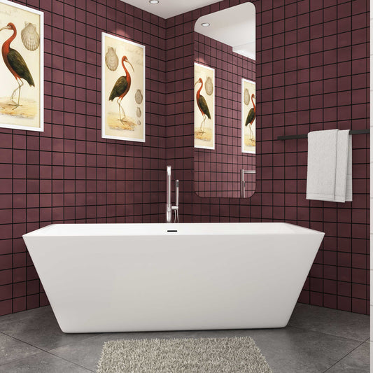 Ocean Baignoire îlot rectangulaire 170x80cm - Blanc brillant, acrylique easyclean, système de vidage pop-up