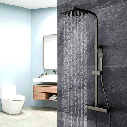 colonne de douche thermostatique carrée 20*20cm, corps en laiton, hauteur réglable, noir-2