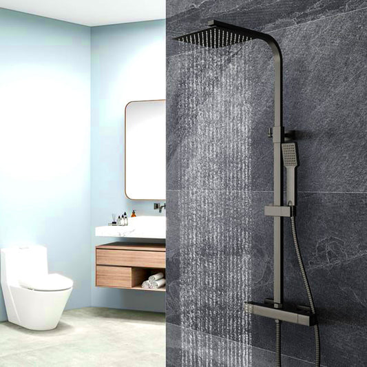 colonne de douche thermostatique carrée 20*20cm, corps en laiton, hauteur réglable, noir-2