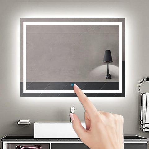 Miroir Led Anti-buée 120x80cm Miroir De Salle De Bain Modèle Classique