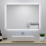 Miroir lumineux 90x70cm avec Anti-buée + Dimmable, Mural Miroir salle de bain
