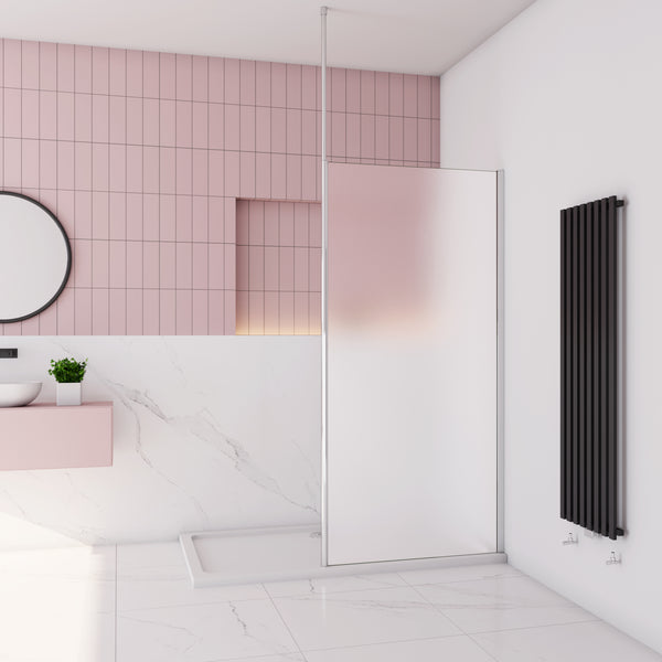 Paroi de Douche Murale 8mm Anticalcaire | Barre de Fixation Plafond Verticale | Océan