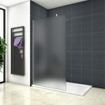 Paroi de douche à l'italienne en verre 8mm de sécurité sablé, Océan paroi de douche 100 - 140 x 200cm avec une barre de stabilisation ronde extensible