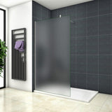Paroi de douche à l'italienne en verre 8mm de sécurité sablé, Océan paroi de douche 100 - 140 x 200cm avec une barre de stabilisation ronde extensible