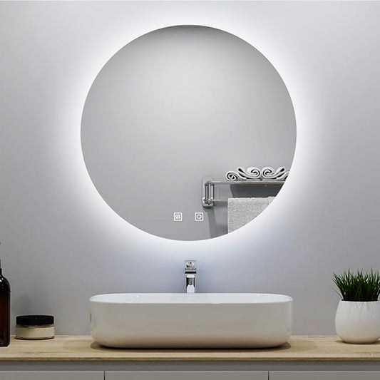 Miroir lumineux rond 70-100cm avec Anti-buée + 3 Couleurs + Dimmable, Mural Miroir salle de bain