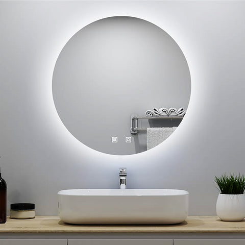 Miroir lumineux rond 70-100cm avec Anti-buée + 3 Couleurs + Dimmable, Mural Miroir salle de bain