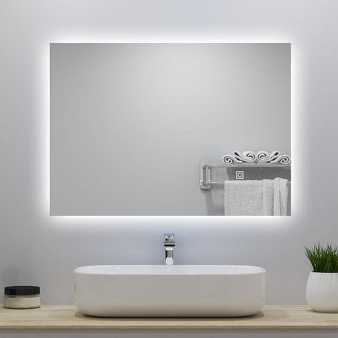 Miroir lumineux 70x50cm avec Anti-buée + Dimmable, Mural Miroir salle de bain