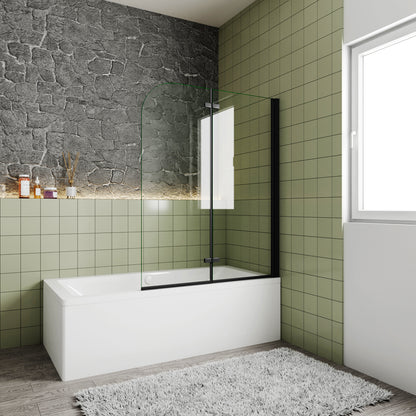 Pare-baignoire pivotant et pliant noir | 90/100/120×140cm | Verre anticalcaire – Océan