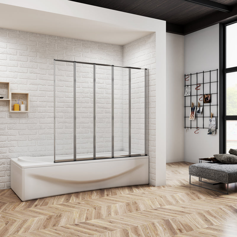 1200x1400x4mm pare baignoire, écran de baignoire, porte de baignoire, 5 volets pivotants pliants 180°