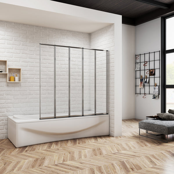 1200x1400x4mm pare baignoire, écran de baignoire, porte de baignoire, 5 volets pivotants pliants 180°