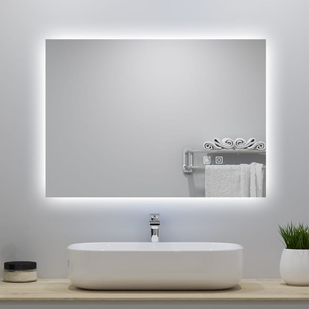 Miroir lumineux avec Anti-buée + 3 Couleurs + Dimmable, Mural Miroir salle de bain