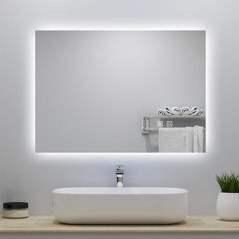 Miroir lumineux avec Anti-buée + 3 Couleurs + Dimmable, Mural Miroir salle de bain