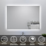 Miroir lumineux 70x50cm avec Anti-buée + Dimmable, Mural Miroir salle de bain