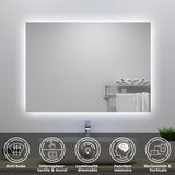 Miroir lumineux 70x50cm avec Anti-buée + Dimmable, Mural Miroir salle de bain