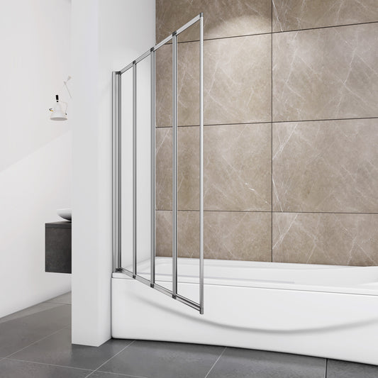 Pare-baignoire pivotant et pliable 100x140cm | Écran de baignoire en verre trempé 4 volets – Océan