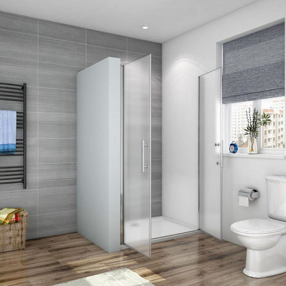 Océan Porte de douche 75-120x185cm verre satiné et anticalcaire porte battante en niche