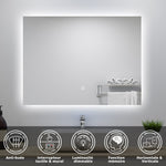 Miroir lumineux 90x70cm avec Anti-buée + Dimmable, Mural Miroir salle de bain