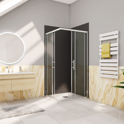 Cabine de douche coulissante l'accès d'angle, Océan cabine de douche carrée H.185cm en verre anticalcaire