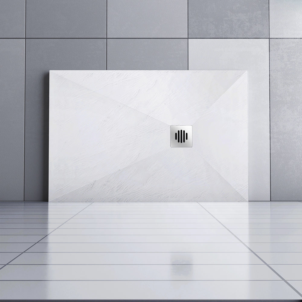 Océan receveur de douche à poser extra-plat - Blanc, avec le tuyau +siphon