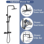Colonne de douche thermostatique Système de douche Ensemble de douche avec 3 douchettes Douchette à main Ensemble de douche réglable noir mat