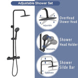 Colonne de douche thermostatique Système de douche Ensemble de douche avec 3 douchettes Douchette à main Ensemble de douche réglable noir mat