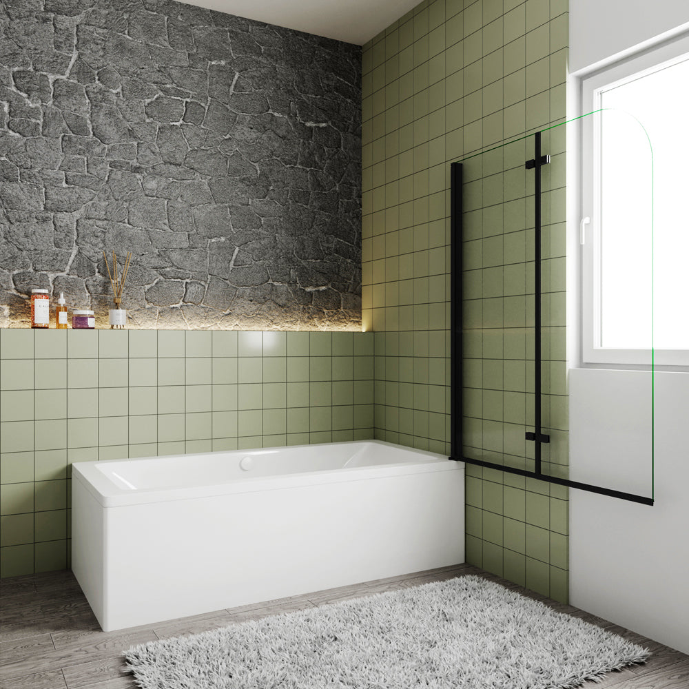 Pare-baignoire pivotant et pliant noir | 90/100/120×140cm | Verre anticalcaire – Océan