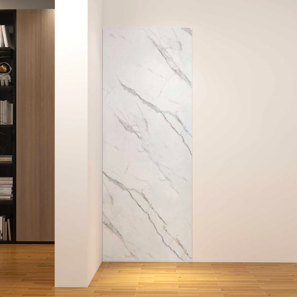 Océan Panneau mural de douche Aluminium-Plastique Étanche | Marbre Blanc | 80/90/100/120cm