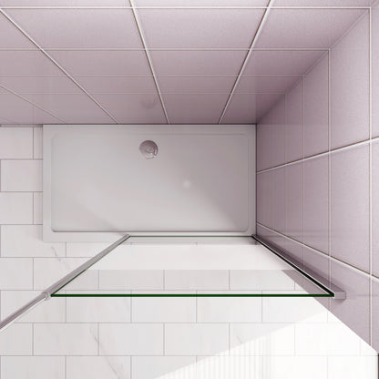 Paroi de douche Walk‑in à bande centrale sablée | Verre 8 mm anticalcaire | Barre de fixation extensible au plafond incluse
