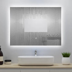 Miroir lumineux 90x70cm avec Anti-buée + Dimmable, Mural Miroir salle de bain