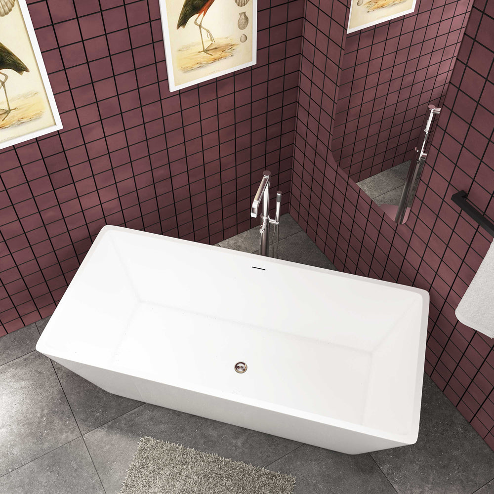 Ocean Baignoire îlot rectangulaire 170x80cm - Blanc brillant, acrylique easyclean, système de vidage pop-up