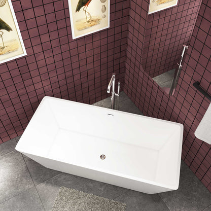 Ocean Baignoire îlot rectangulaire 170x80cm - Blanc brillant, acrylique easyclean, système de vidage pop-up